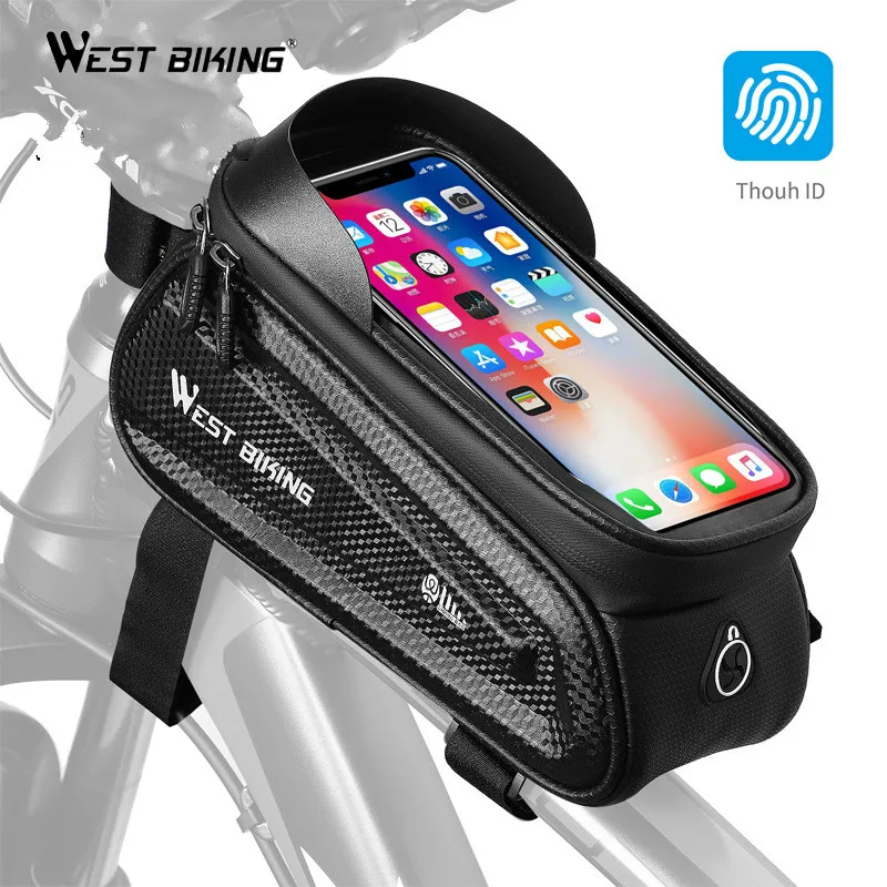 

WEST BIKING Waterproof Bike Bag Cycling Front Frame Phone Bags 6.0 Inch TPU Sensitive Touch Screen MTB Road Bike Bicycle Bag