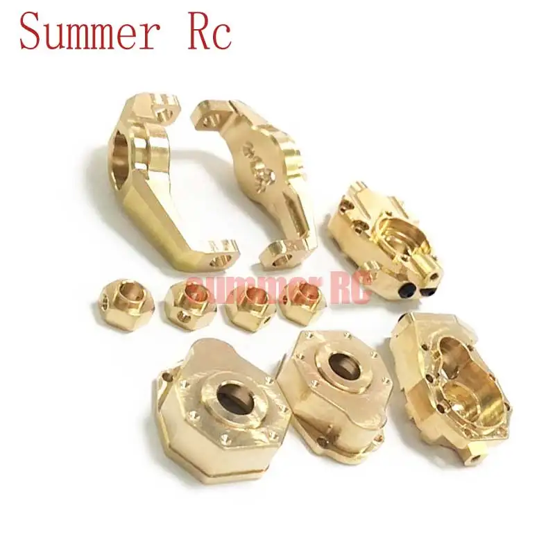 Summer Rc 1set TRX4 Brass Steering Group Upgrade Part Steering Knuckle C Hub Hexagon Cover For 1/10 RC Crawler Car TRX-4 enlarge