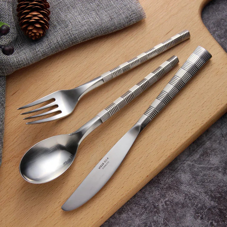 

European Creative Flatware Sets Stainless Steel Steak Reusable Fork Spoon Knife Set Eco Friendly Cubiertos Dinnerware Set DF50CJ