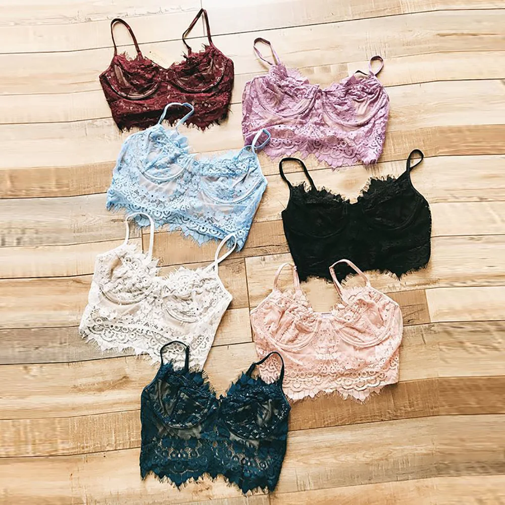 

Embroidery Short Skinny Lace Camis Crop Tops Women Ladies Applique Camisole Tank Tops Streetwear Blusas Purple White Black