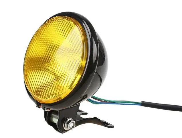 Ретро алюминиевая фара для мотоцикла 12В черная лампа дальнего/ближнего света CG125