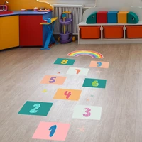 kindergarten jumping grid game wall stickers for boy girl room kids bedroom decor rainbow number jumping grid wall decals