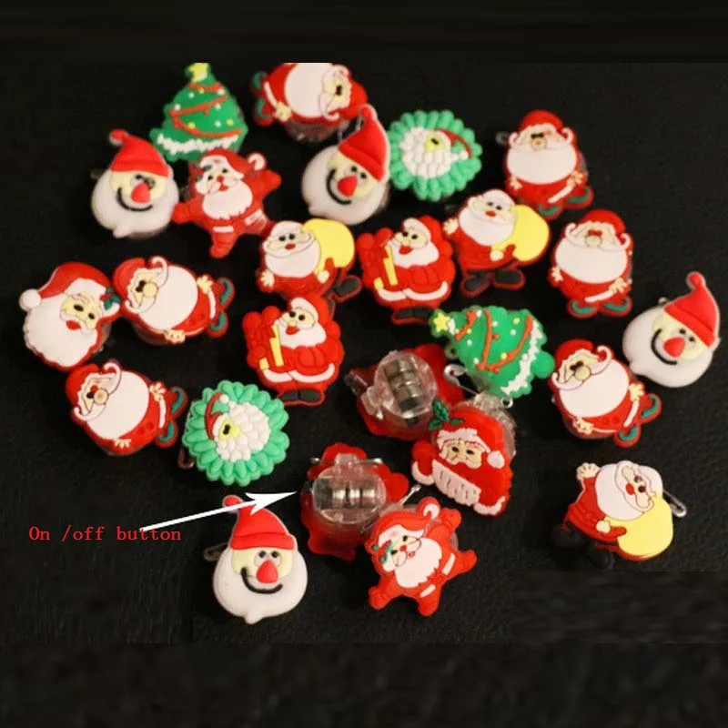 Anillo de luz que brilla en la oscuridad, broche LED de Pap&aacute; Noel, juguetes brillantes para Fiesta infantil, regalo de Navidad, decoraci&oacute;n de Navidad, 50 piezas, 2022-4