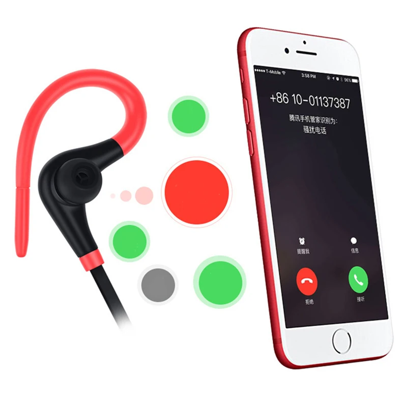 Беспроводные Bluetooth наушники стерео крючки спортивные с шумоподавлением и