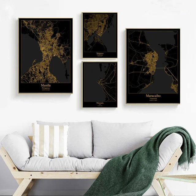 Манила Филиппины Мапуту Мозамбик Маракайбо Венесуэла марсала Италия карта холст