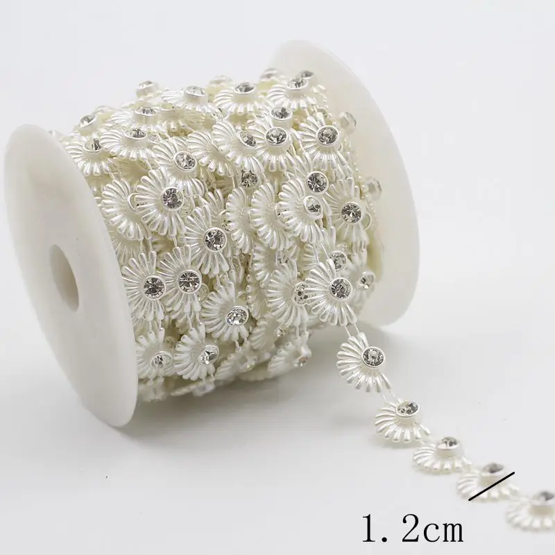 Кружевная ткань 1 ярд/лот полиэстер кружевная отделка ABS имитация жемчуга бусины