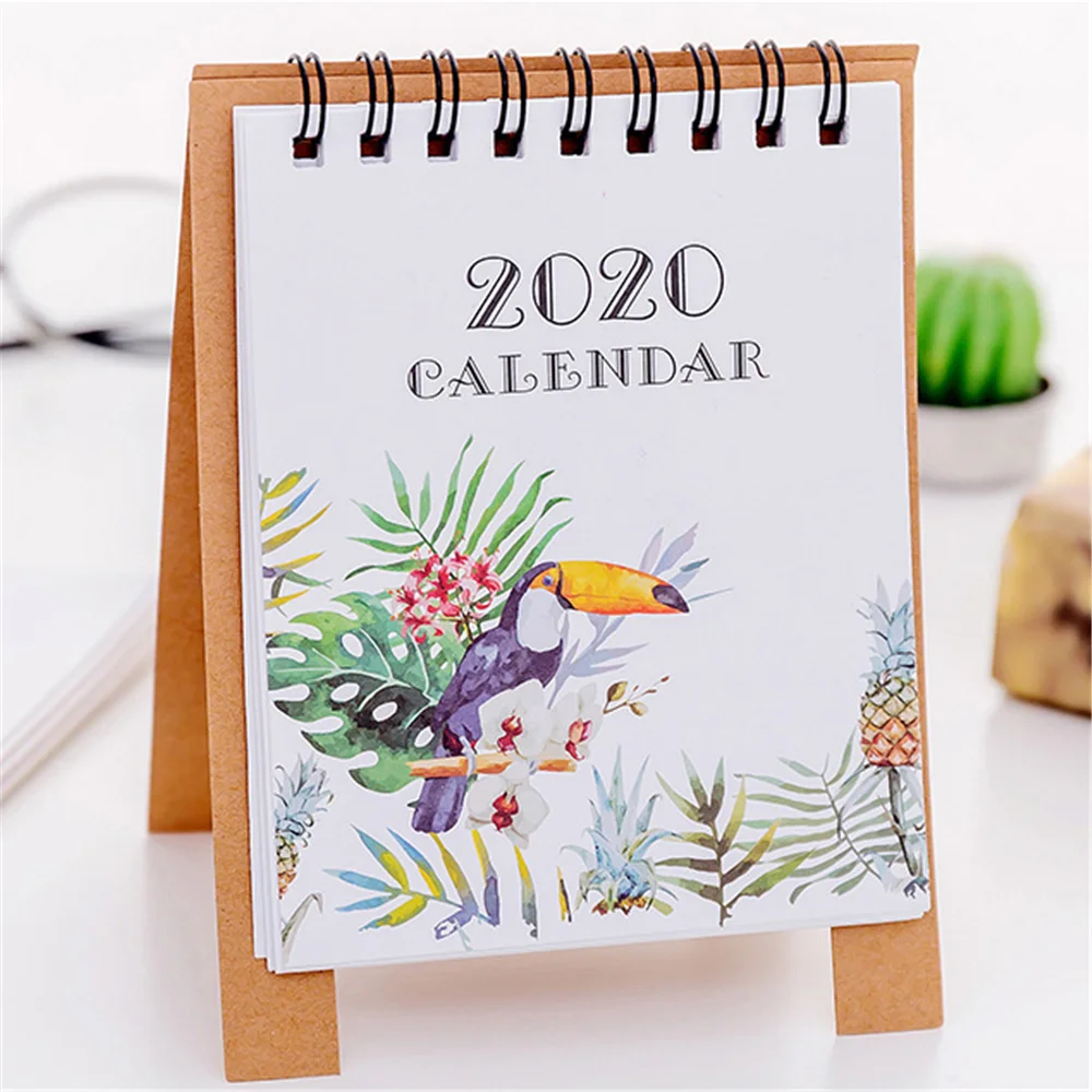 A 1PC Cute Cartoon Flamingo Desktop Calendar Mini Daily Schedule Table Planner Yearly Agenda Organizer School Office Supplies - Цвет: A