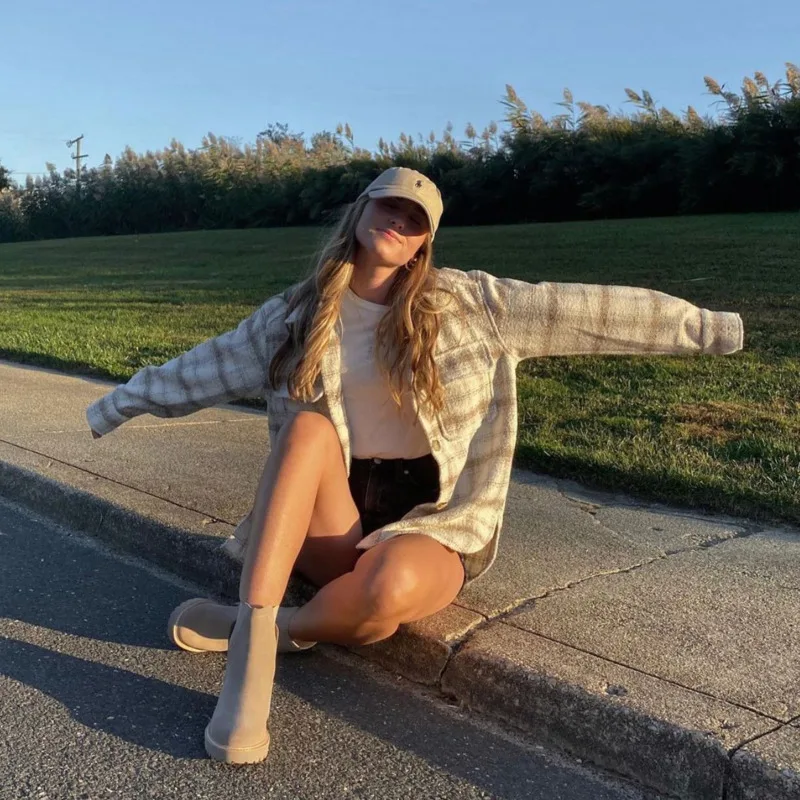 

Women Boyfriend style Plaid Thick Coats Jacket Loose Long Sleeves Pocket 2020 autumn winter Ladies Elegant Coat