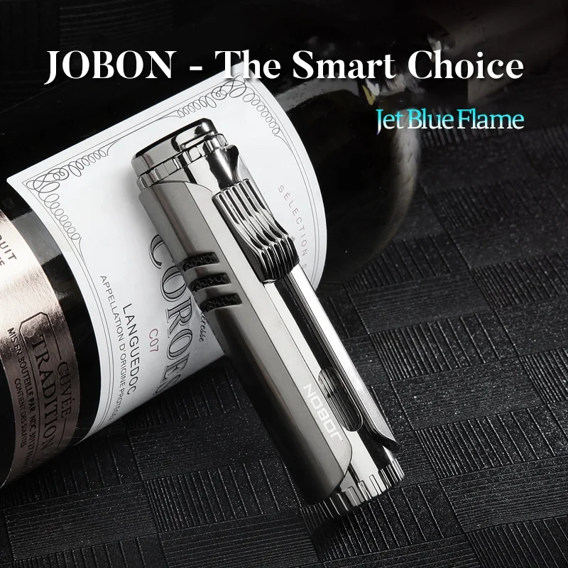 Мощная турбо зажигалка JOBON металлическая ветрозащитная газовая Бутановая