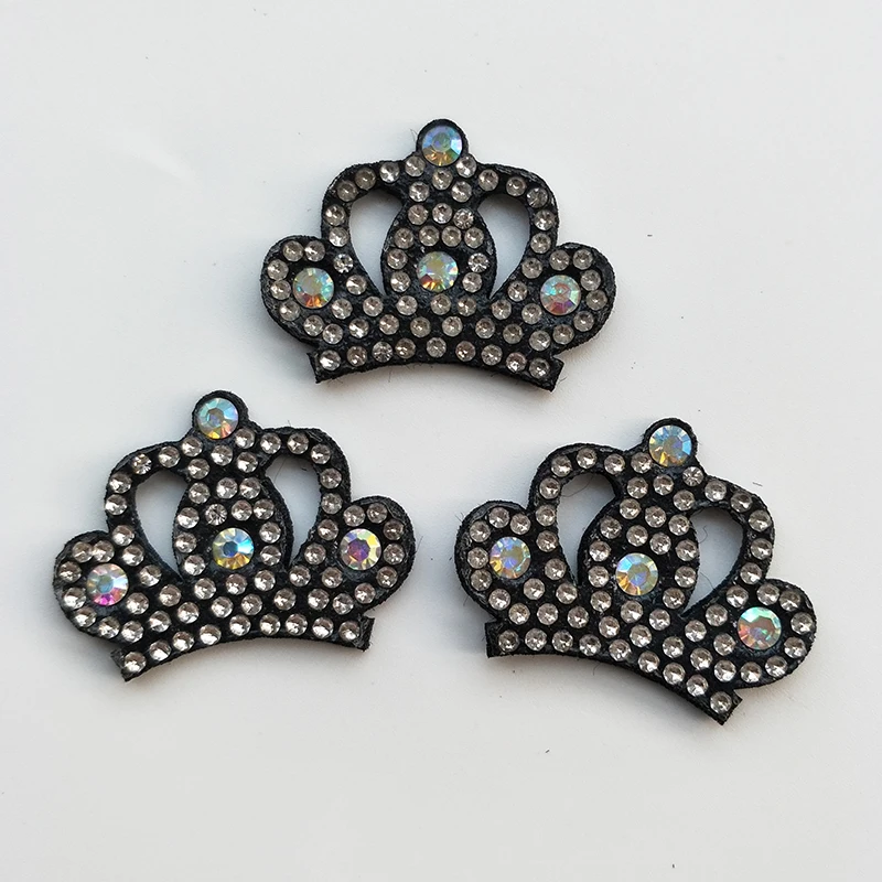 

20pcs/lot 3.6*2.8cm black color crown diamond Appliques patches for shoes decoration Supplies DIY Hair Clip Accessories