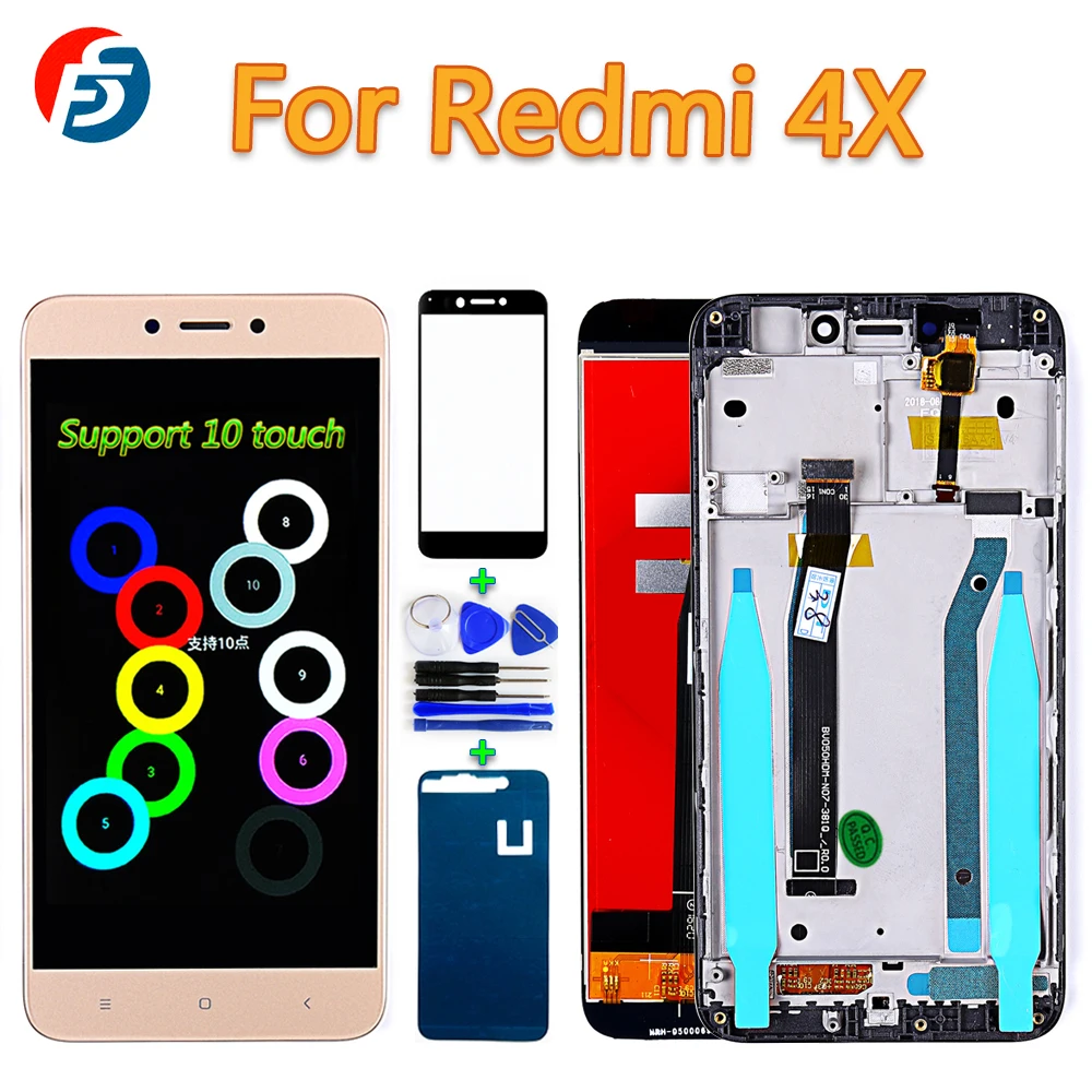 Fansu AAA ips ЖК Дисплей для Xiaomi Redmi 4X5,0 дюймов дигитайзер в сборе 1280*720 рамка Сенсорный экран с 10 точек касания Функция