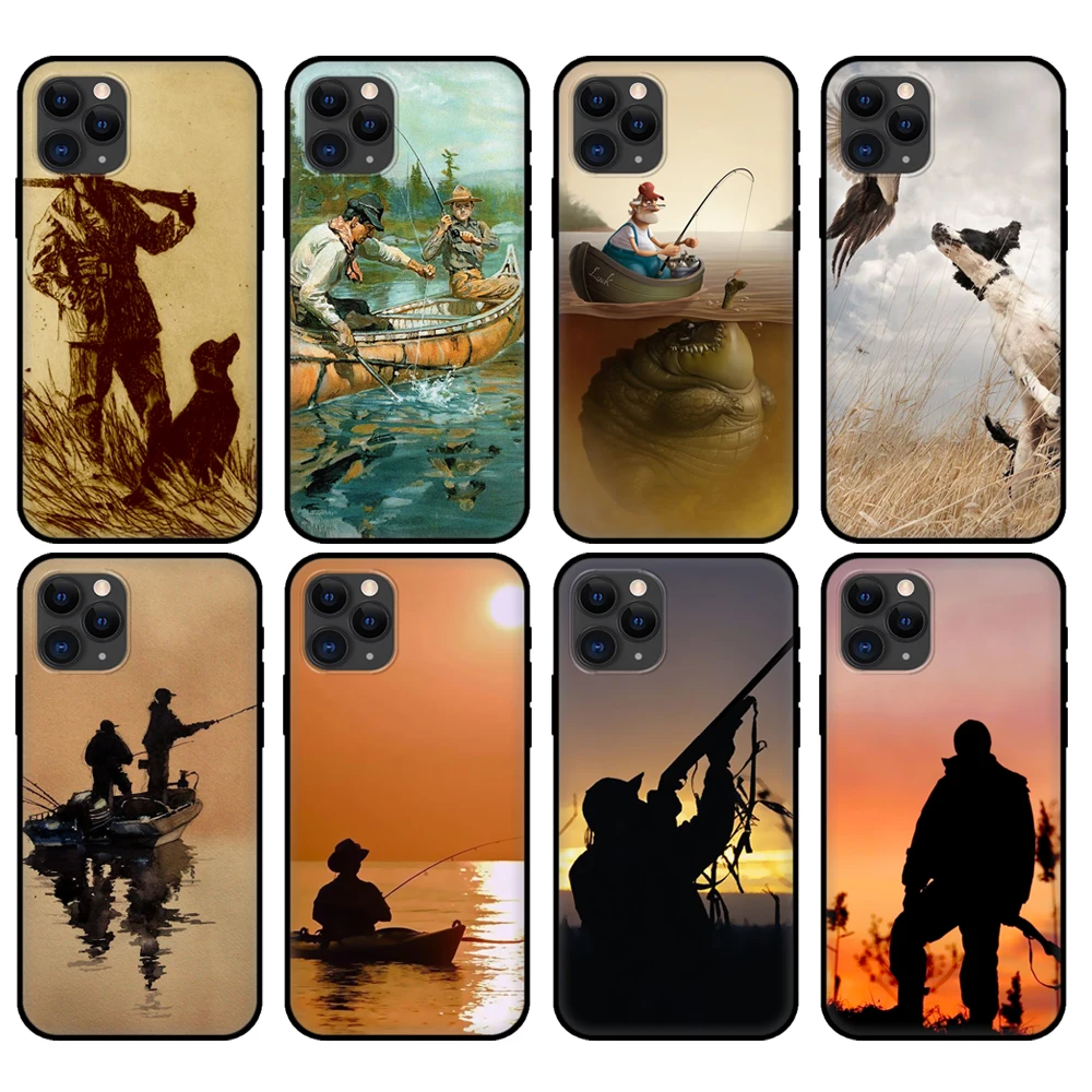 Черный чехол из ТПУ для iphone 5 5s se 6 6s 7 8 plus x 10 XR XS 11 pro MAX охоты рыбалки - купить по