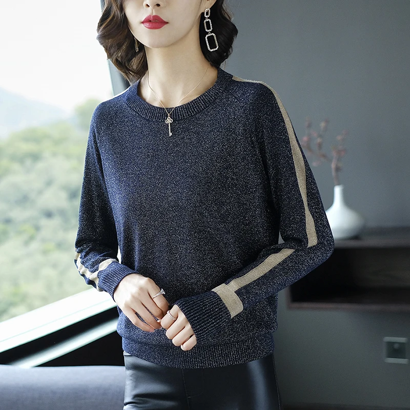 Long sleeves N YISU, тонкий женский свитер, короткий рукав, пуловер, женская мода, яркие шелковые свитера для женщин, весна, вязанные свитера, топы для женщин - Цвет: Long sleeves N