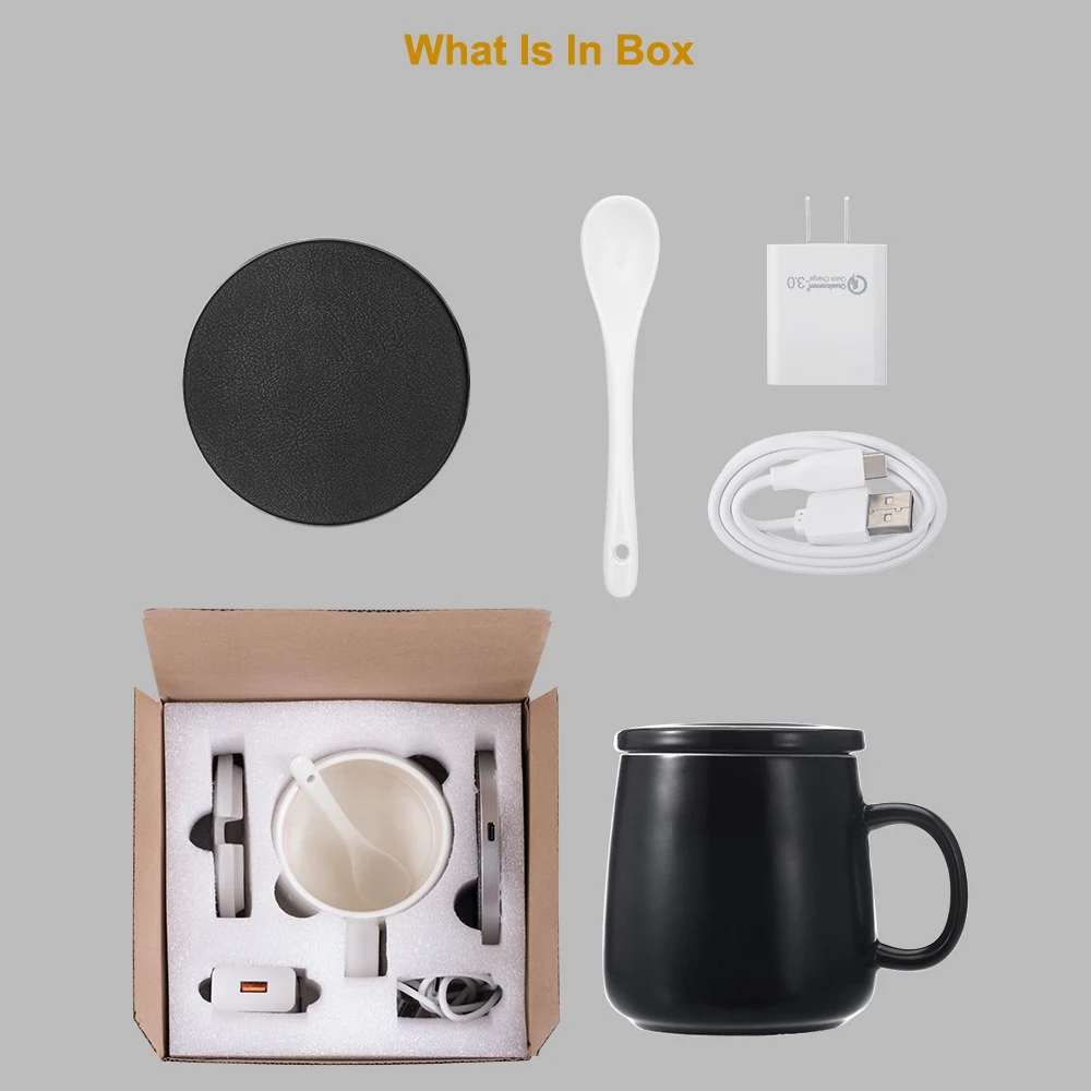 Беспроводное зарядное устройство подогреватель чашки кофе QC 55 градусов по Цельсию с постоянной