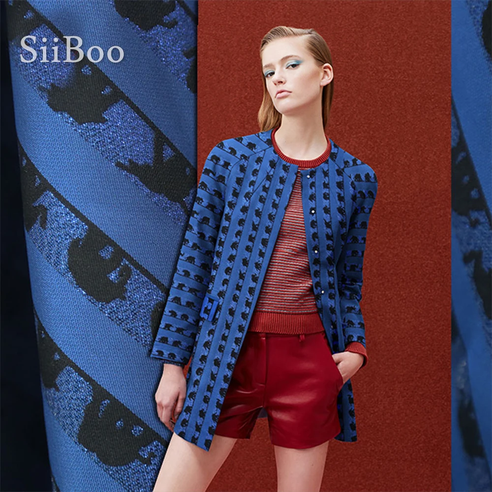 Американский стиль роскошное Королевское синее с черным принтом слона ткань для