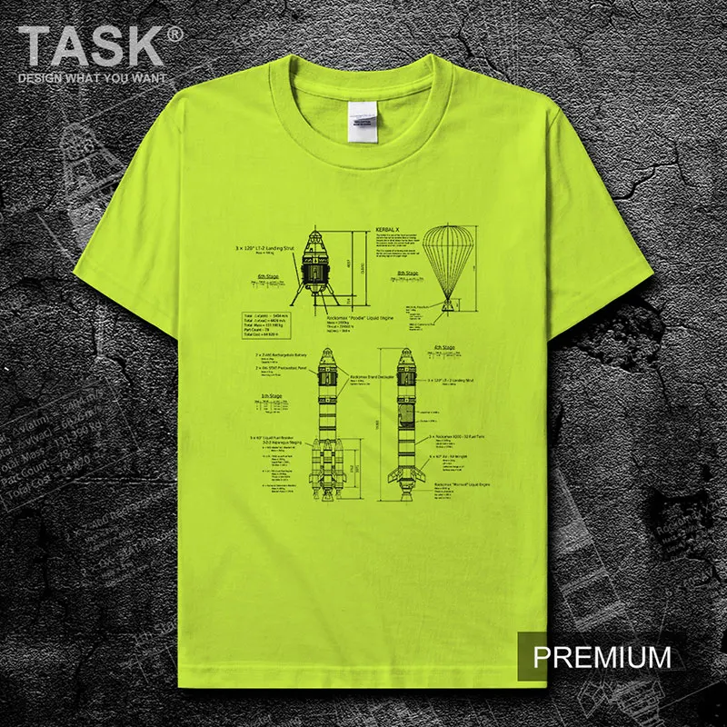 Carrier Rocket KERBAL X Science and Engineering Design Line Drawing T-Shirt Summer Cotton Short Sleeve O-Neck Unisex T Shirt New