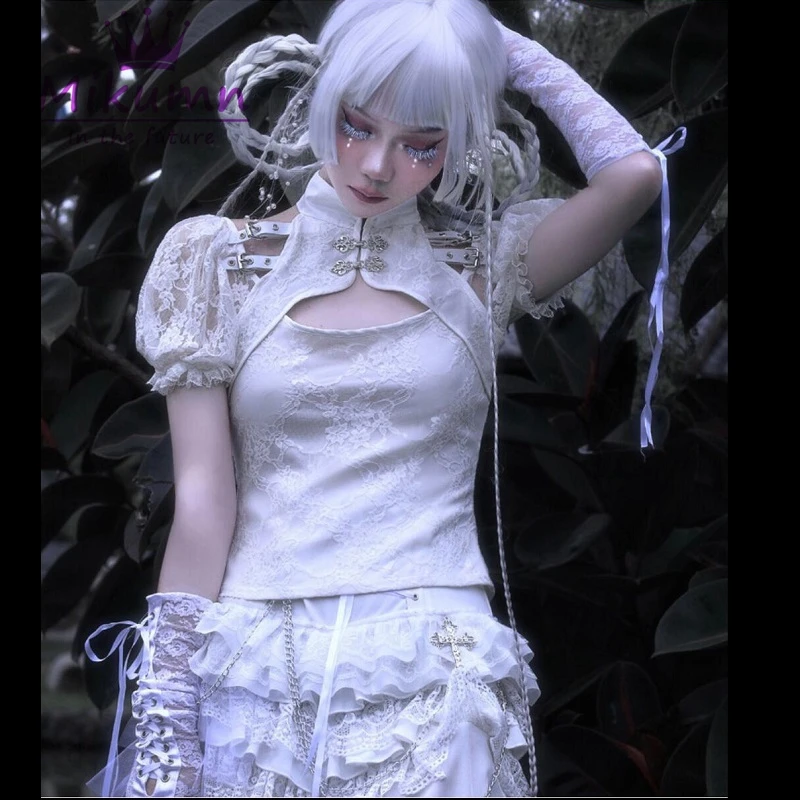 Harajuku китайский Стиль со стоячим воротником для женщин пикантные открытые с