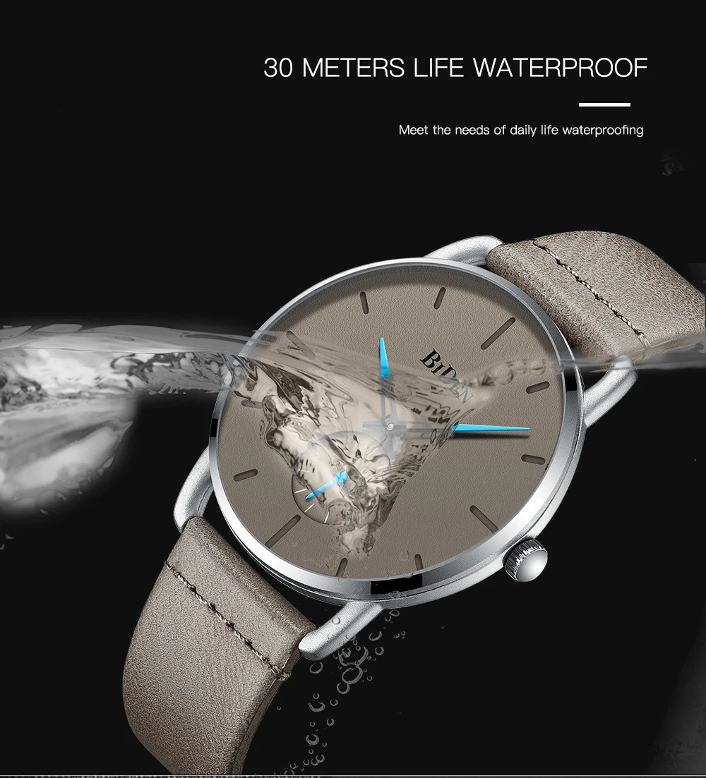 Reloj Hombre BIDEN Top Brand Luxury Men Watches Waterproof Ultra Thin Date Wrist Watch Male Mesh Strap Casual Quartz Clock