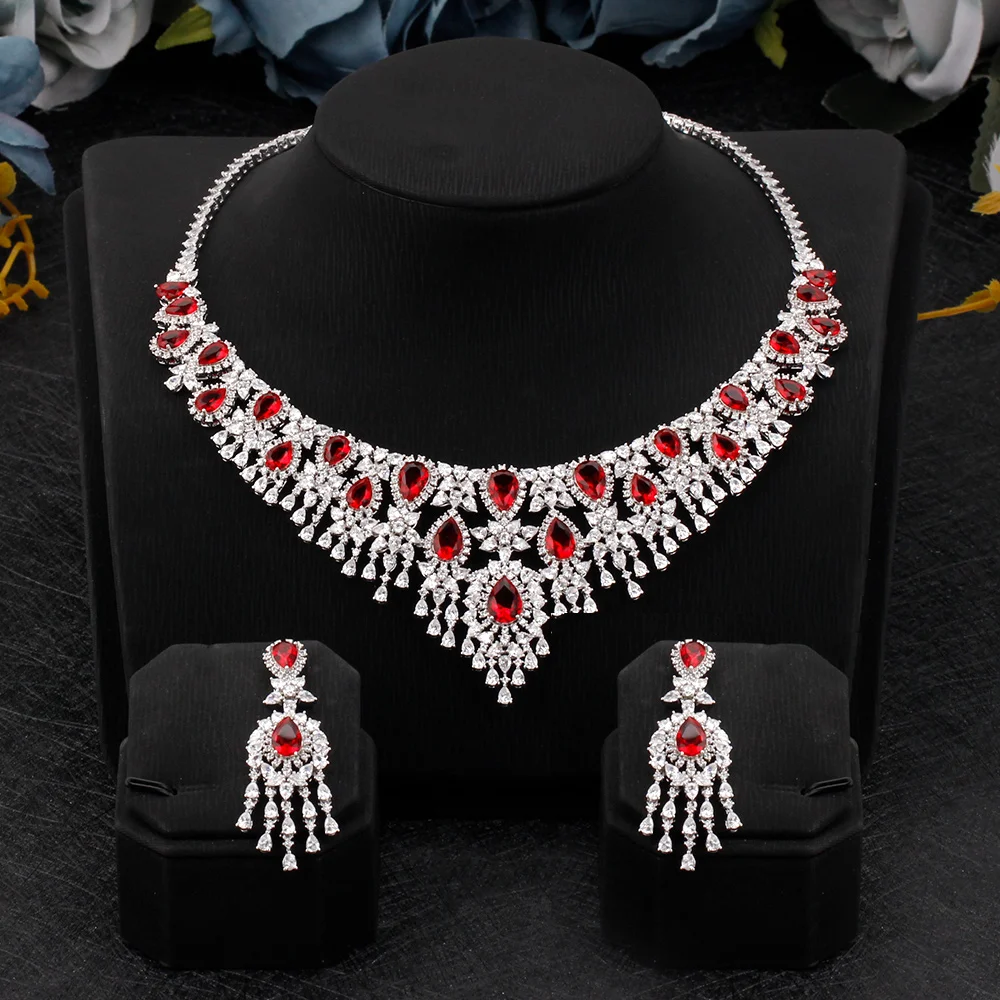 

TIRIM роскошный набор украшений AAA CZ кубический цирконий индийский в ретро-стиле; Элегантные Очаровательные красочные ожерелье свадебные юве...