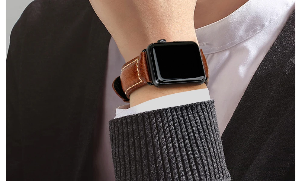 Кожаный браслет MAIKES для Apple Watch 42 мм, 38 мм, 44 мм, 40 мм, серия 4, 3, 2, ремешок для Apple Watch iWatch, ремешок для часов