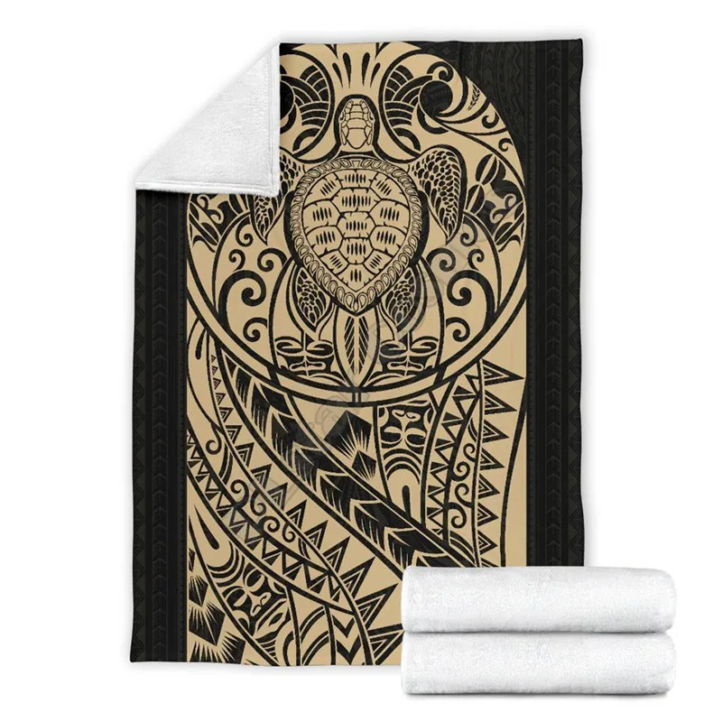 

Polynesian Turtle Premium Blanket printed fleece blanket Beds Hiking Picnic Thick Bedspread Sherpa Throw Blanket 02