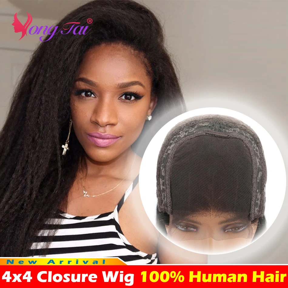 YuYongtai Peruvian 4x4 Kinky Straight Lace Closure Human Hair wigs 13x4 Lace Frontal Human Hair Wigs For Women Remy Hair Wigs