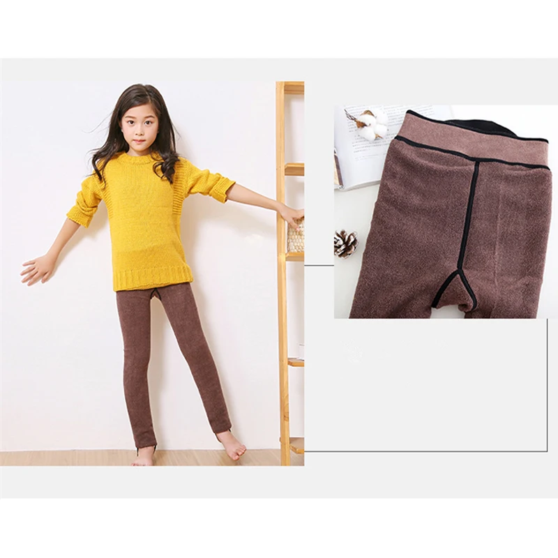 Теплое пальто из овечьей шерсти для девочек Колготки на зиму с начесом маленьких