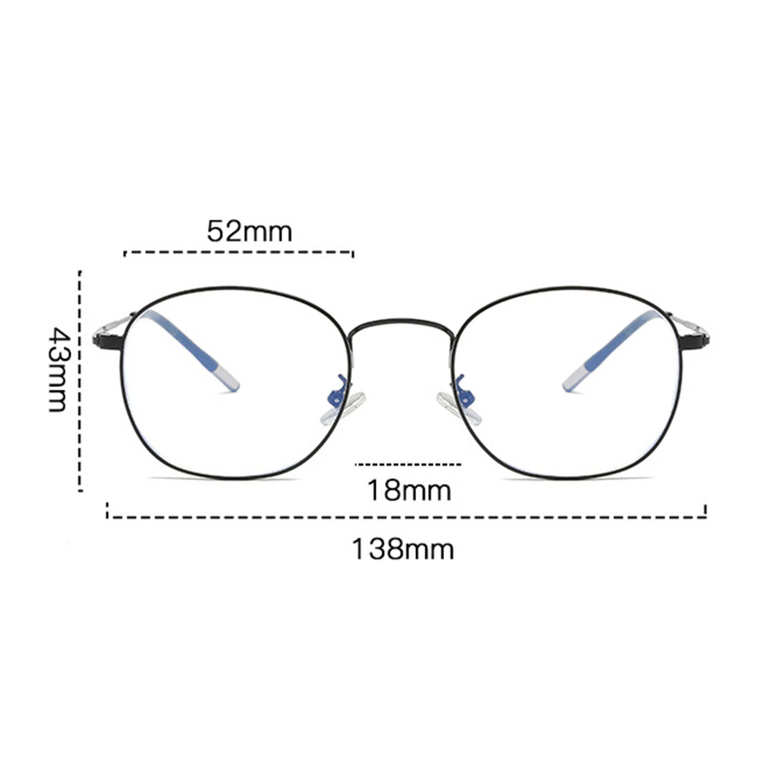 

Metal Round Frame Blue Light Color Changing Flat Glasses Fashion Simple Glasses For Women Men LXH