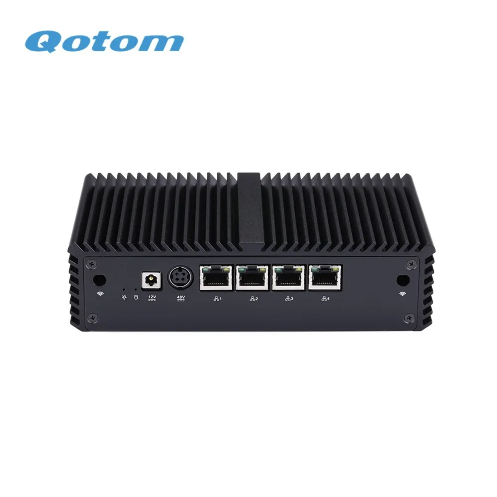 QOTOM Firewall PC Fanless Q710G4 Celeron J3455 AES-NI 4 Gigabit LAN  GPIO WIFI Gateway Router