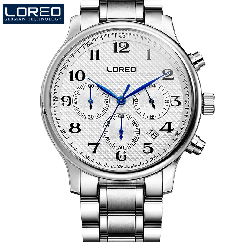 LOREO новые роскошные Брендовые мужские часы полностью стальные деловые наручные 50