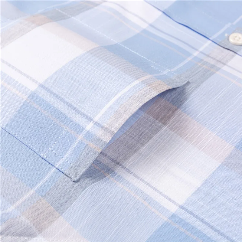 

Pure Cotton Plaid Shirts For Men High Quality Short Sleeve Fashion Checkered Shirts Male Cool Summer Breathable with Pocket