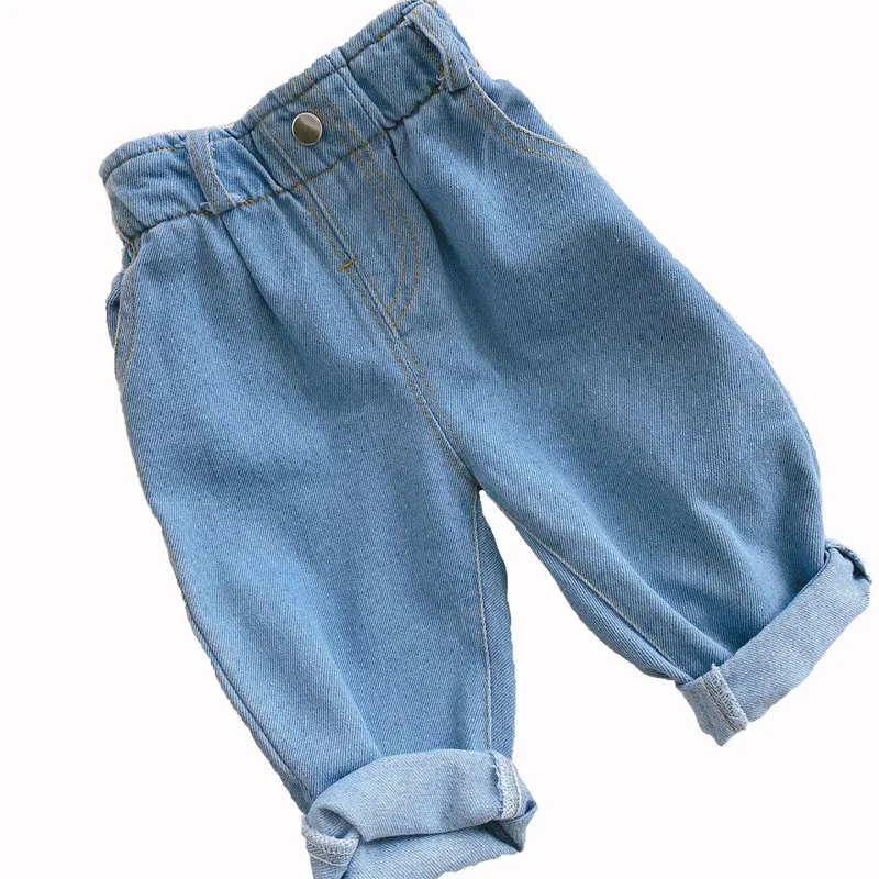 

2021 Autumn And Winter New Jeans Baby Girl Clothes Baby Boy Clothes High Waist Solid Color Warm Out Jeans Children's Clothing