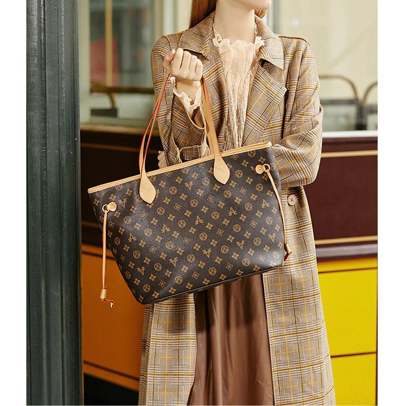 

New Solid Color Handbags Fashion Retro Tote Bag Simple Atmosphere One-Shoulder Handbag