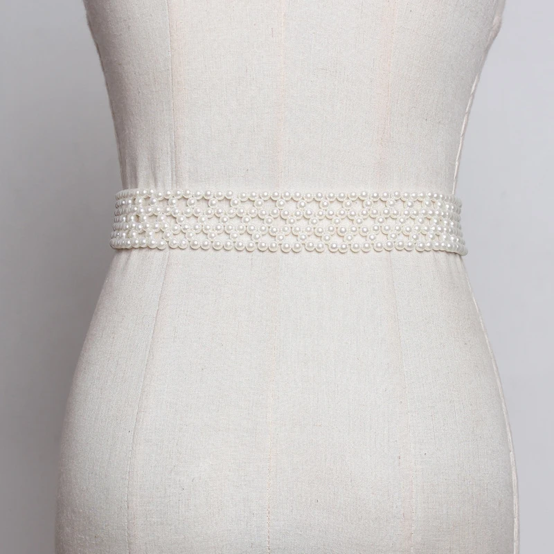 Fullyoung Fashion Woman Belts for Dress Elegant Pearl Girdle Female Matching Dress Shirt Waist Chain Decoration Jeans Fur Belt