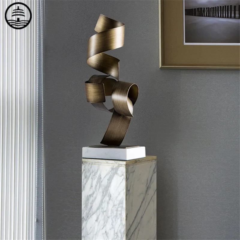 

BAO GUANG TA Modern Creative Rotation Chopstick Leaf Figurine Statue Abstract Metal Art Sculpture Craft Home Decoration R5904