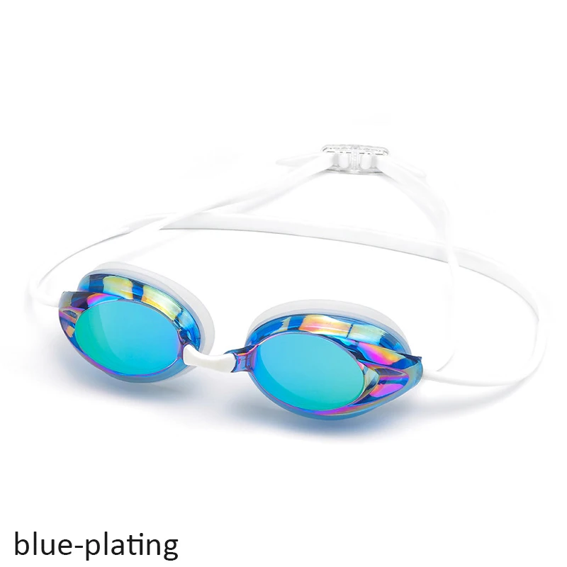 blue plating Лучшие плавательные очки, плавательные очки HD мужские и женские водонепроницаемые противотуманные очки для купальные принадлежности - Цвет: blue plating