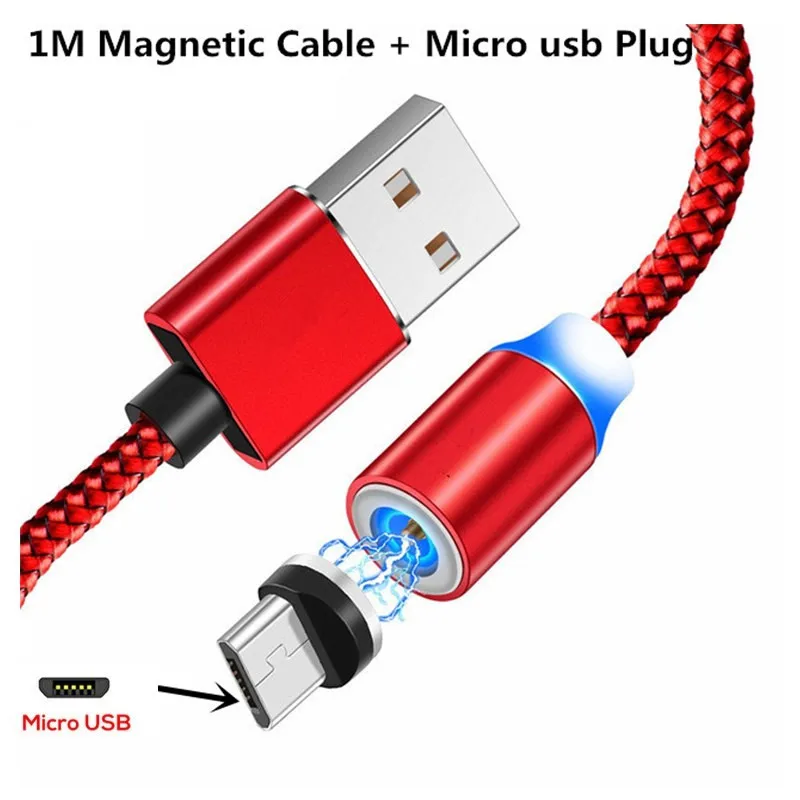For Micro Red Магнитный USB кабель QC 3,0 быстрая зарядка зарядное устройство для xiaomi redmi note 4 4x5 5a prime note 7 7s 6 pro s2 k20 3s mix max 2 3 2s - Цвет: For Micro Red