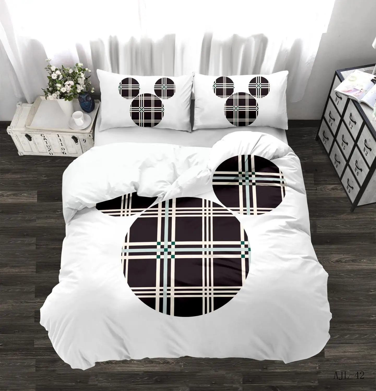Комплект постельного белья Disney Mickey Minnie с мультяшным рисунком пододеяльник