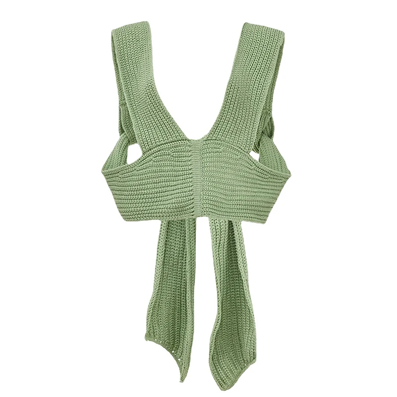 

Women Sexy DIY Knitted top Halter Crop Tops for Women Sleeveless Backless Club Party Chic Wrap Cropped Top Slim Streetwear