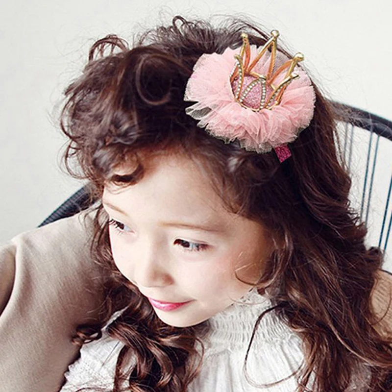 

Children Kids Girl Princess Rhinestone Crystal Lace Crown Hairpin Clip New Style Gift Decoration Accessory