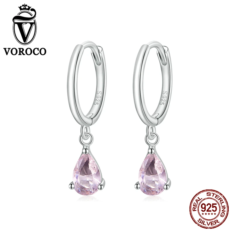 

VOROCO Vintage Style Water Drop Earrings 925 Sterling Silver Open Simple Stud Earrings Sterling Silver Jewelry Gift BKE1019