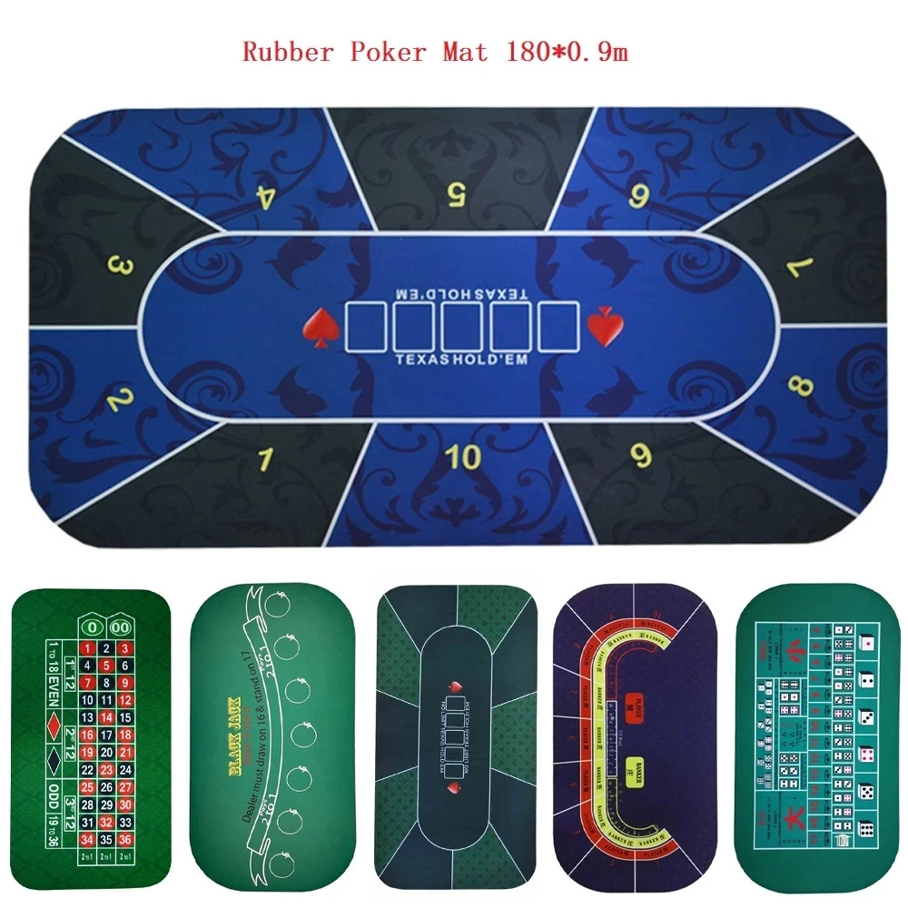 180x90cm Rubber Texas Hold'em Poker Table cloth with Flower Pattern Board Game Mat with 10seats Casino Fun Game Poker Mat Set