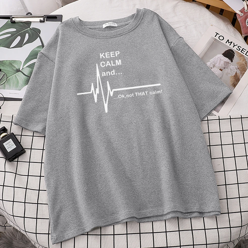 Мужская футболка с надписью Keep Calm and... Not That Funny EKG Heart Rate в стиле Харадзюку лето 2019|men