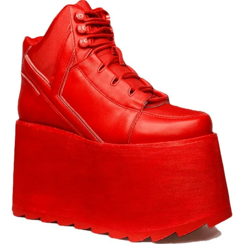 

European and American new product fashion super high heel platform hating sky high women's shoes simple lace platform shoes high