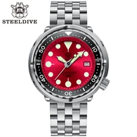 new coming red dial diver watch sd1975 stainless steel ceramic bezel 300m waterproof nh35 tuna mens dive watch automatic