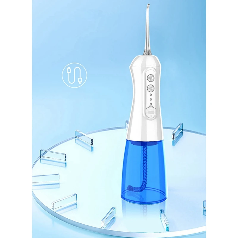 

Oral Irrigator USB Rechargeable Water Flosser 300ML Water Tank Portable Water Jet Waterproof Teeth Cleaner
