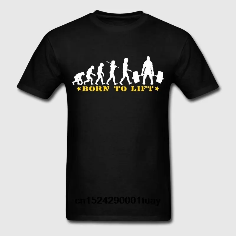 BORN TO LIFT BODYBUILDERDEADLIFT EVOLUTION модная мужская футболка -1  | Отзывы и видеообзор
