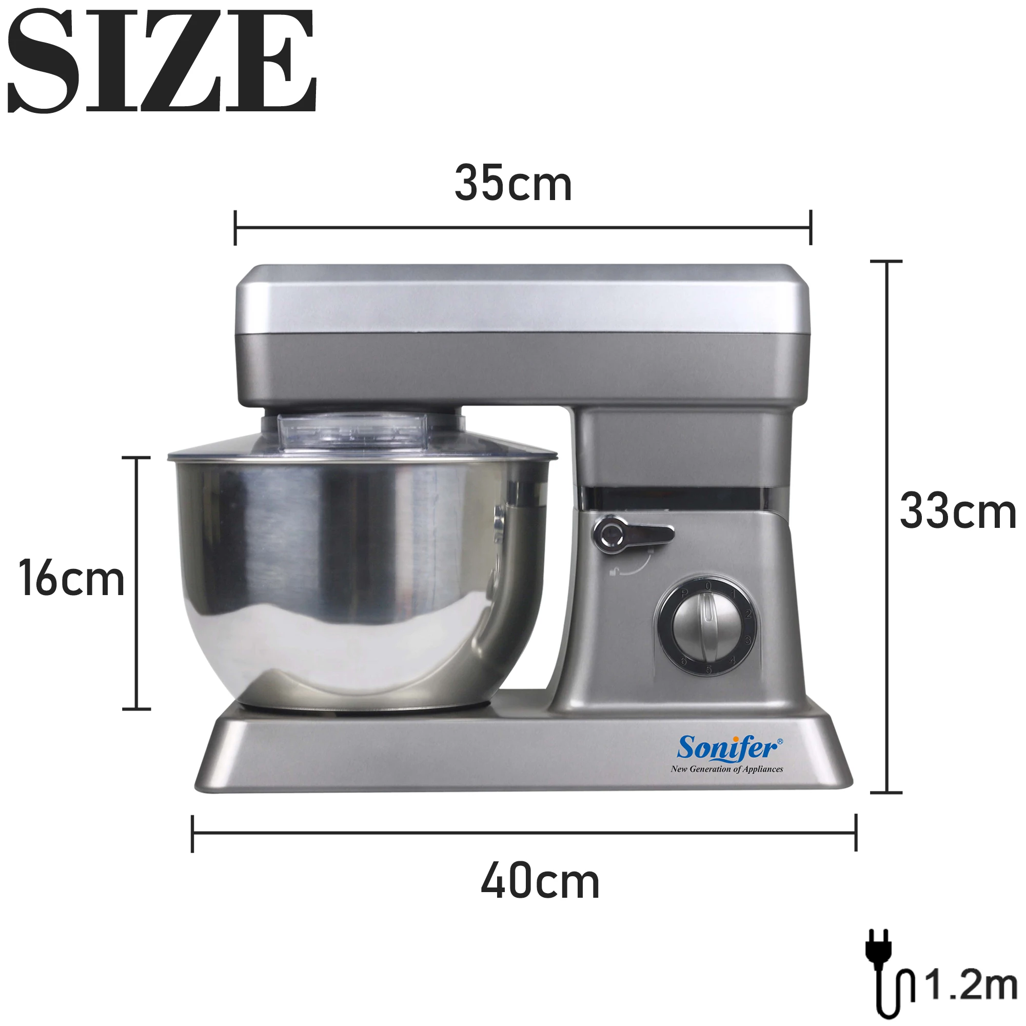 

Commercial Stainless Steel Chef Machine Dough Mixer Household Food Mixer 6.2L Egg Cream Salad Beater Cake Mixers 220V Sonifer