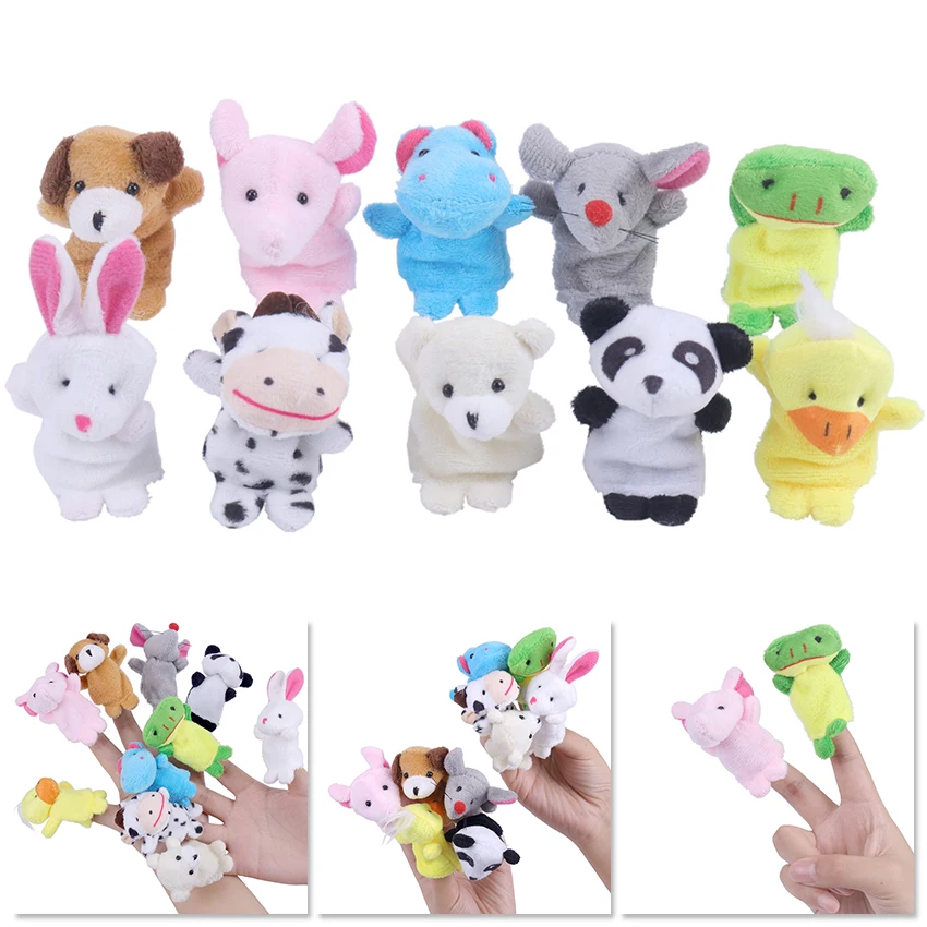 

10PCS/Set Cartoon Animal Finger Puppet Baby Plush Toys For Children Lovely Kids Plush Toys Baby Favor Dolls