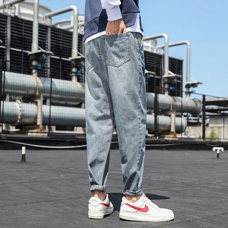 

2019 Summer Autumn New Fashion Casual Men's Jeans Male Streetwear Fashion Loose Full Length Cuffs Denim Trousers